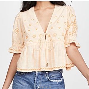 Free People Tallulah Embroidered Blouse
